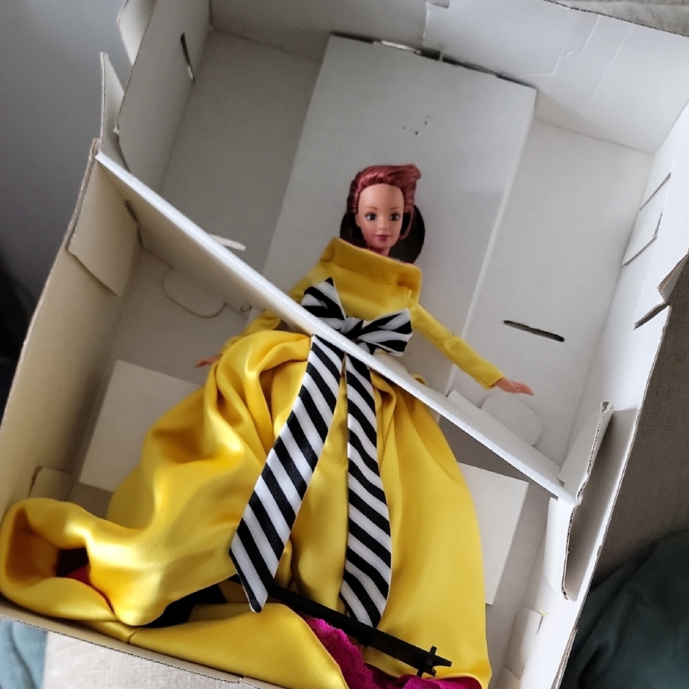 Yellow Dress Doll with Striped Bow